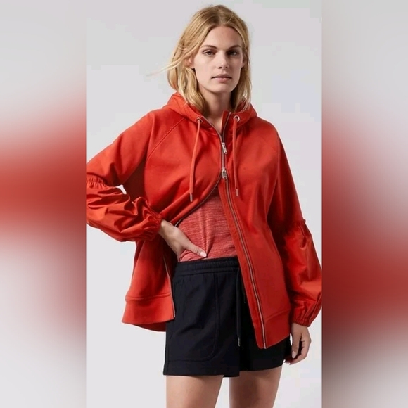 Athleta Jackets & Blazers - Athleta "On My Way Triumph" Hoodie in Rust Full Zip Balloon Sleeve Jacket Sz 2XL
